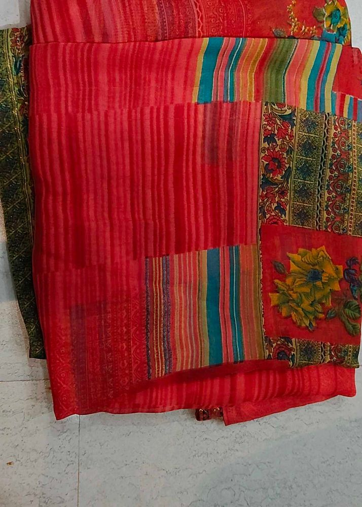 Red Floral Patchwork Fabric