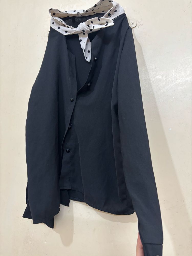 Black Button-Down Top