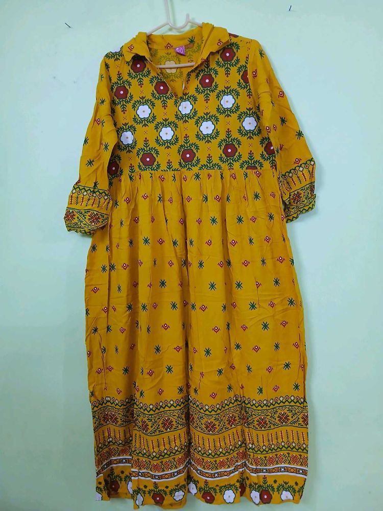 Yellow Embroidered Ethnic Dress