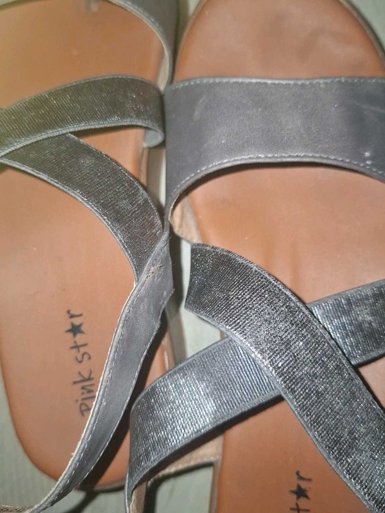 Pink Star Silver Sandals