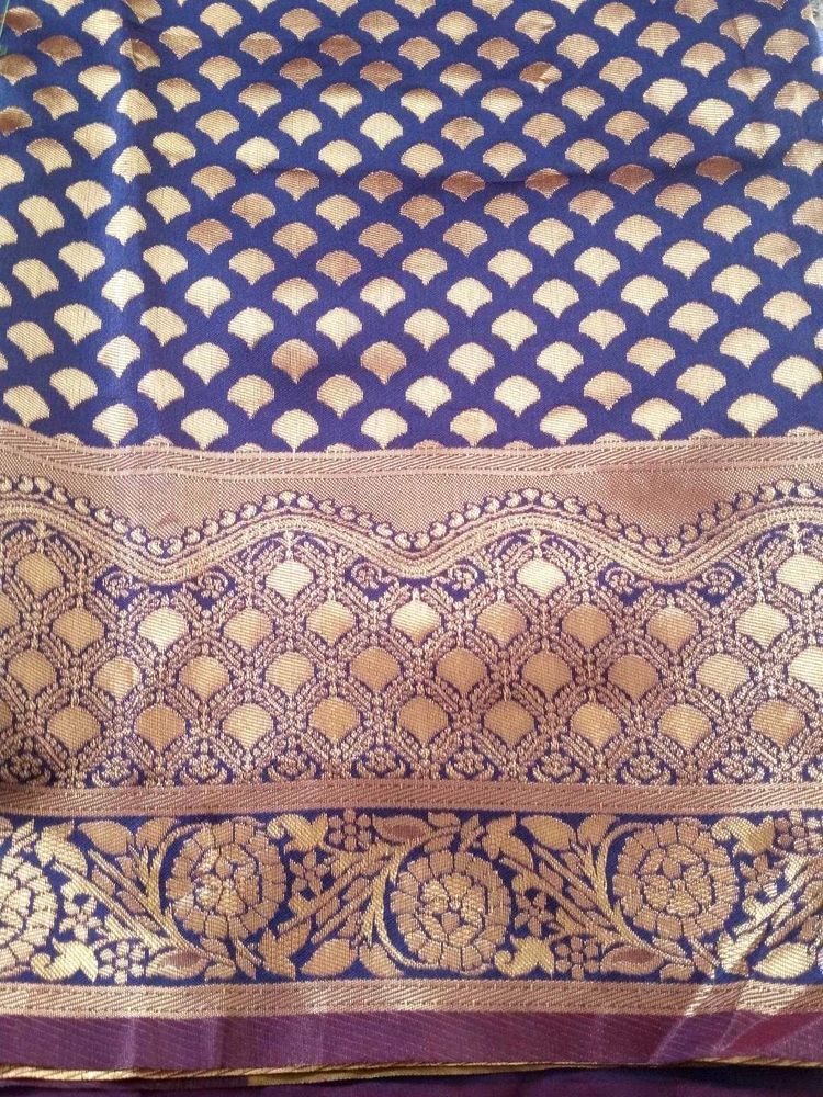 Blue &amp; Gold Brocade Fabric