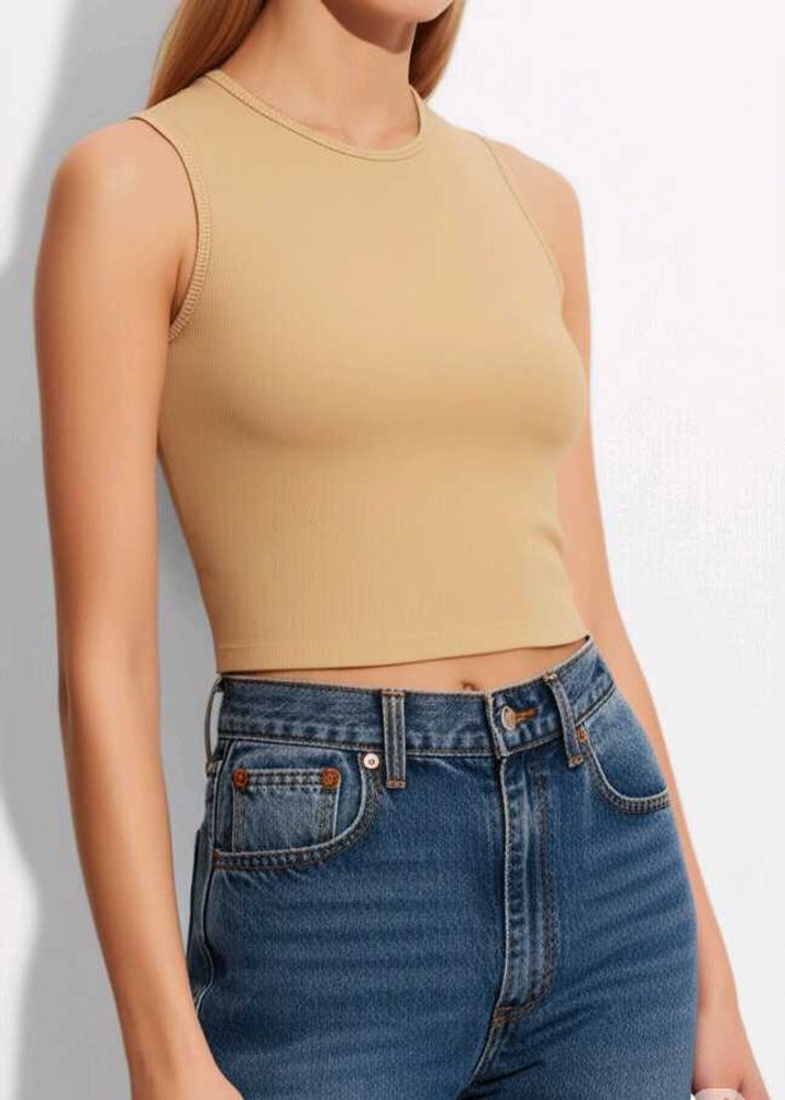 &#34;Sand Dune&#34; Ribbed Knit Tank