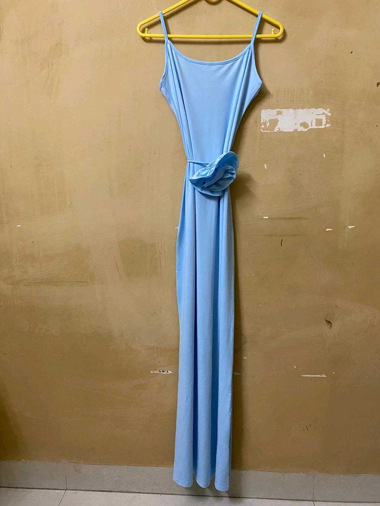 Blue Flower Detail Maxi Dress