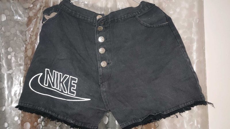 Nike Black Denim Short For Girls