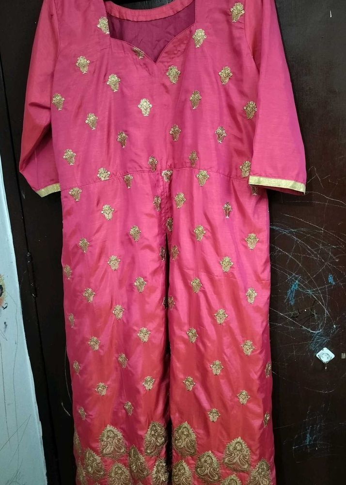 Pink Embroidered Indian Dress