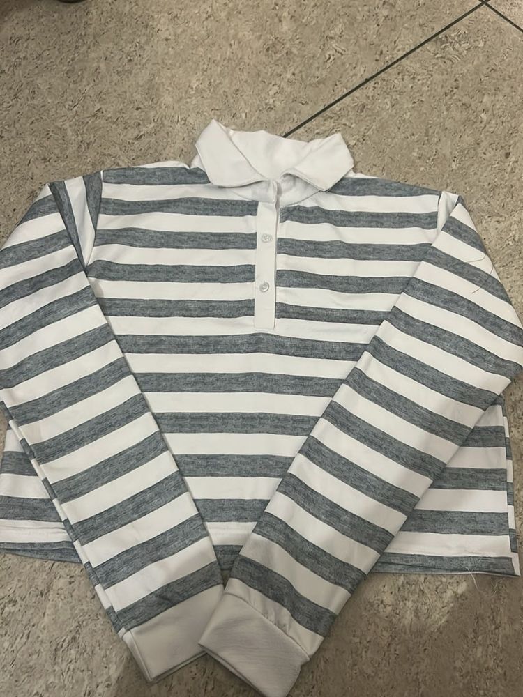 Striped Long Sleeve Polo