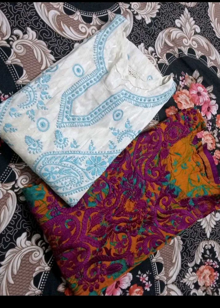 Embroidered Kurta Set Pack Of 2