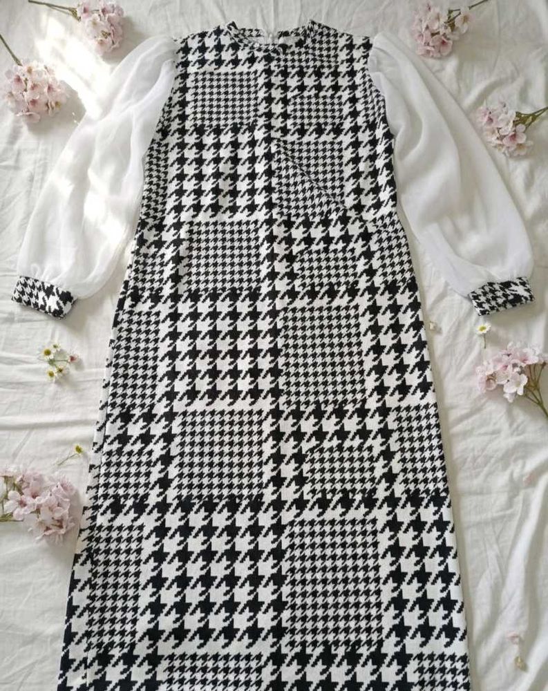 Houndstooth Midi Dress
