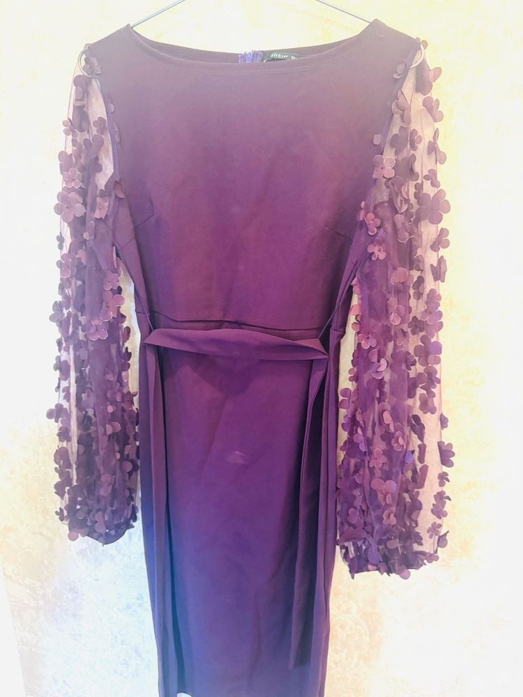 Floral Sleeve Purple Dress
