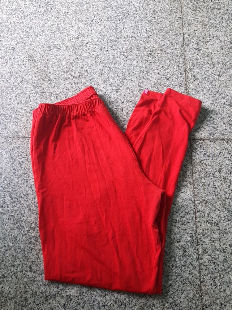 Lyra Branded Ankle Red Leggings
