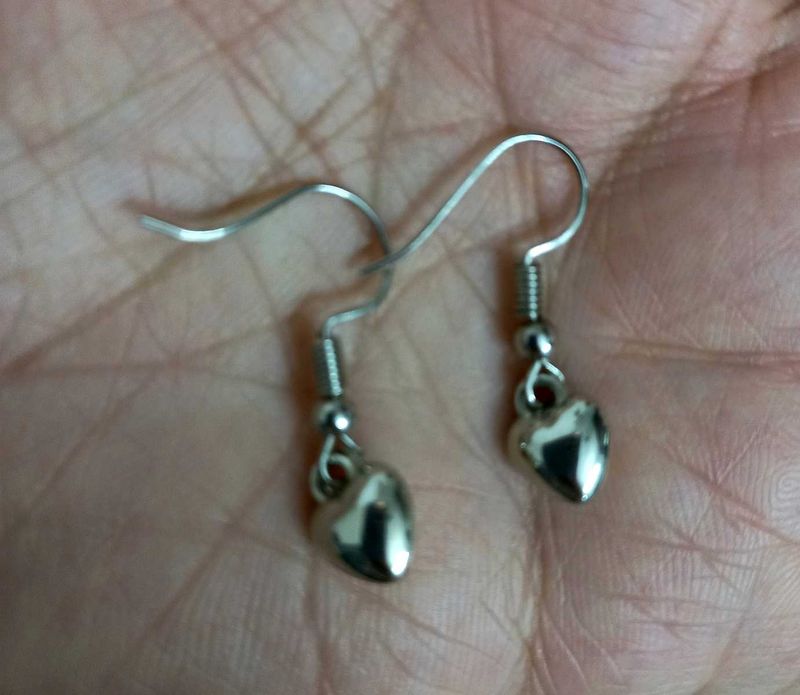 Cute Handmade Silver Coloured Mini Heart Earrings