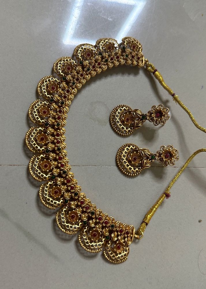 Gold-Plated Necklace &amp; Earring Set