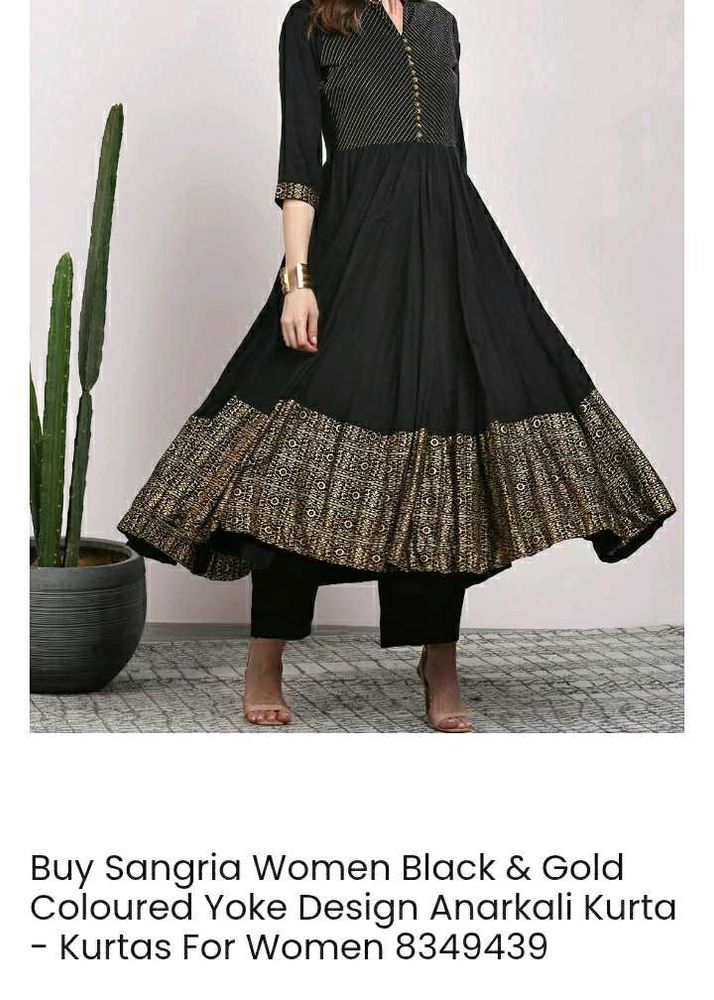 SANGRIA Black &amp; Gold Anarkali Kurta