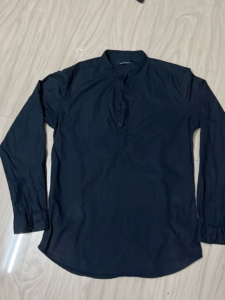 Black Band Collar Shirt