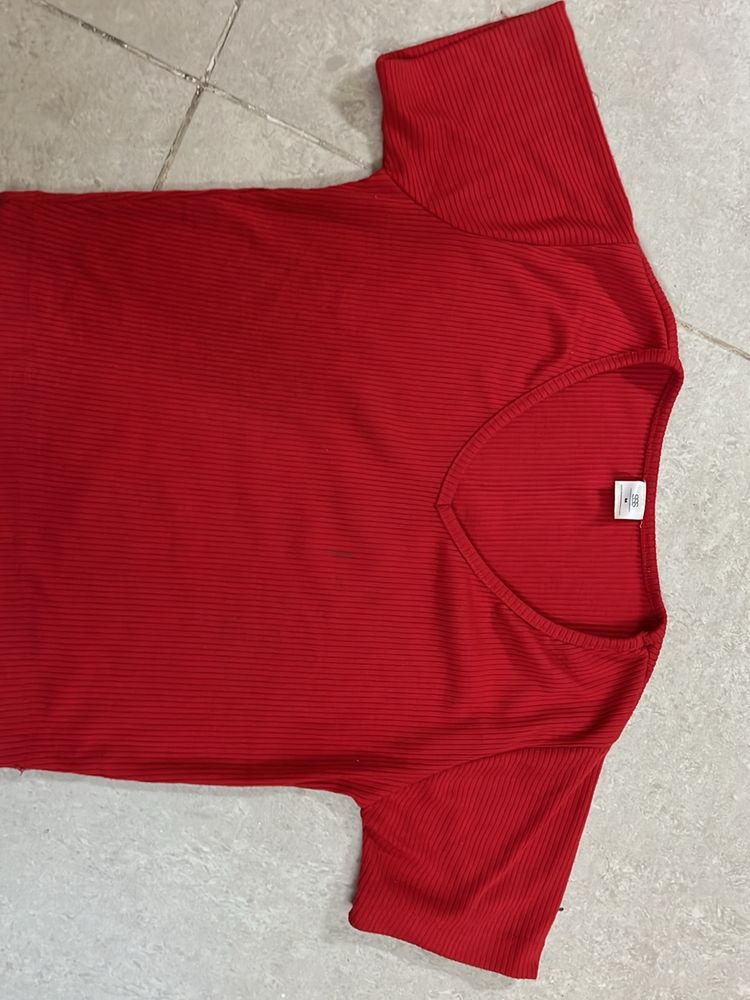 SSS Red V Neck Crop Top