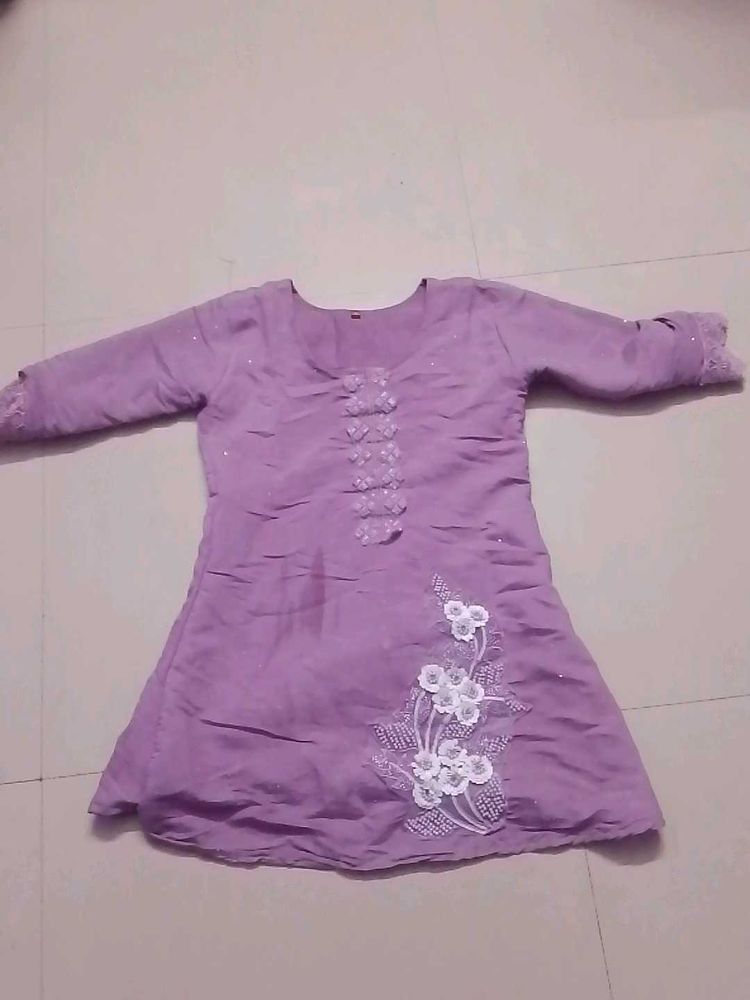 Lilac Embroidered Kurti