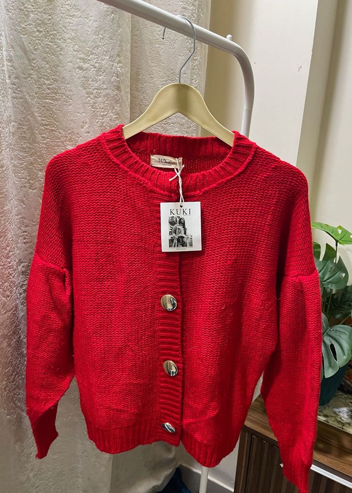 Red Knit Cardigan