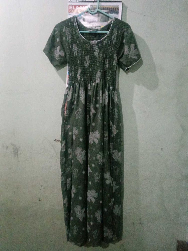 Floral Print Olive Green gown