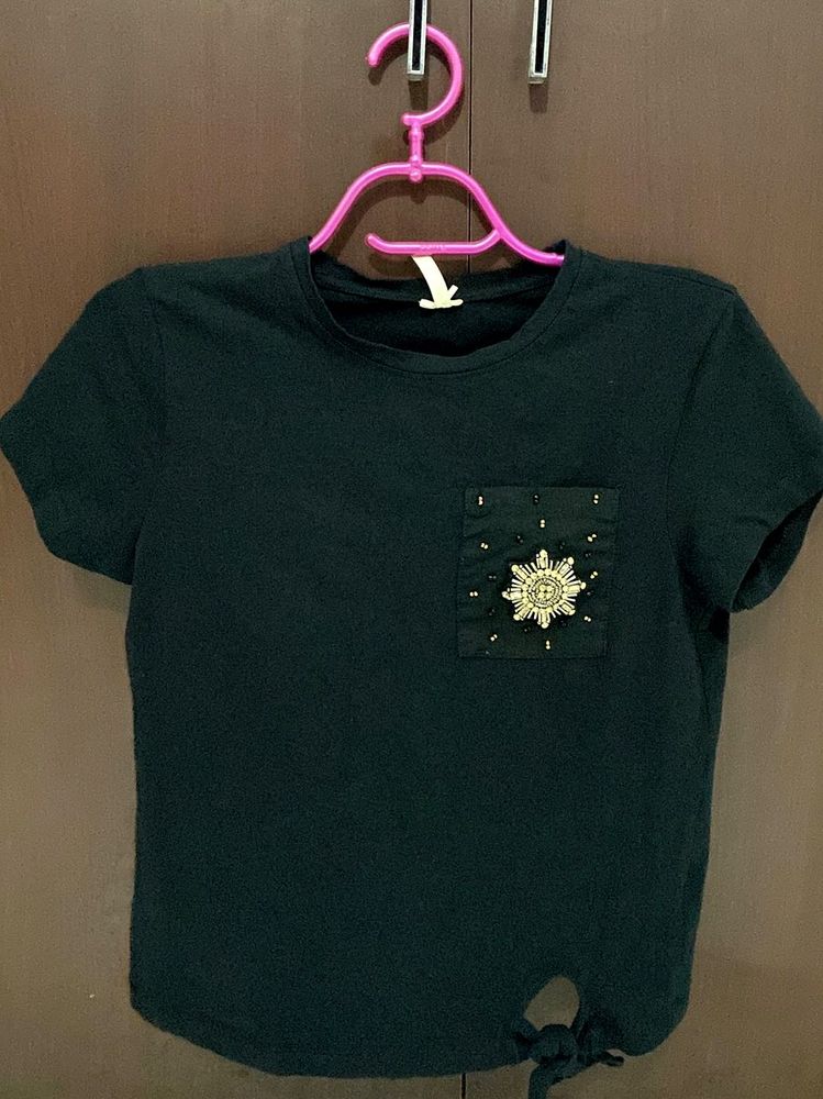 Max Embellished Black T-Shirt