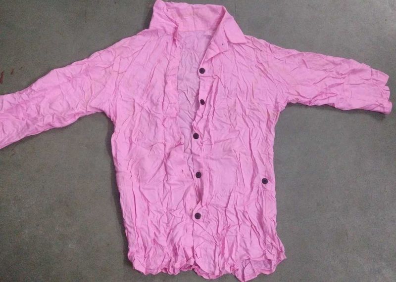 Pink Formal Shirt With Black Button Detail
