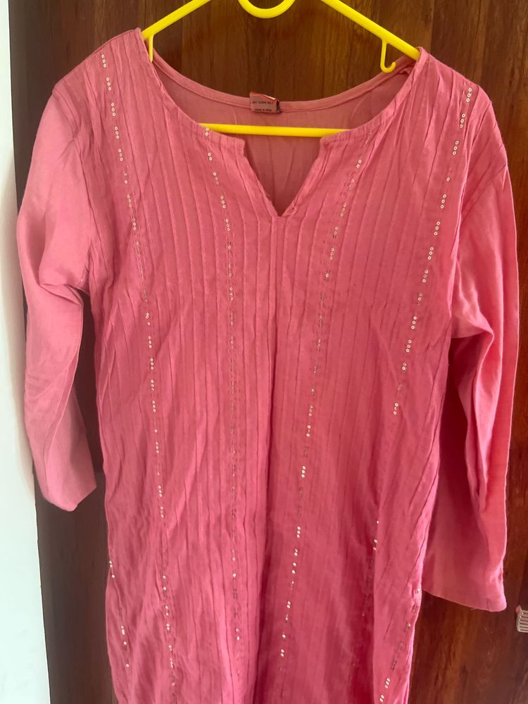 Pink Embroidered Kurta