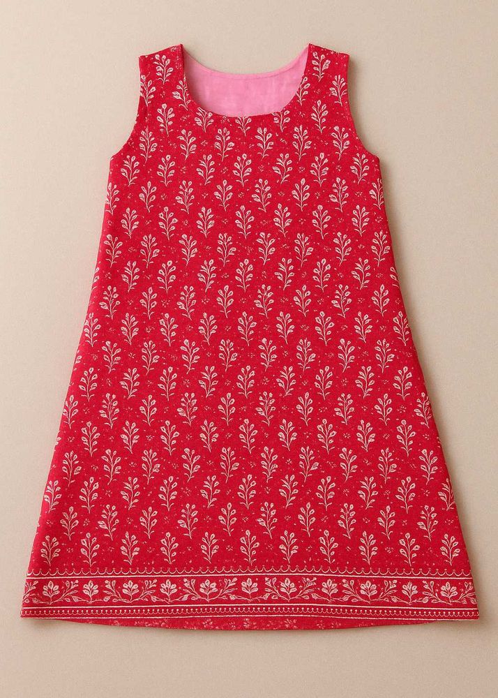 Red Floral Print Sleeveless Dress