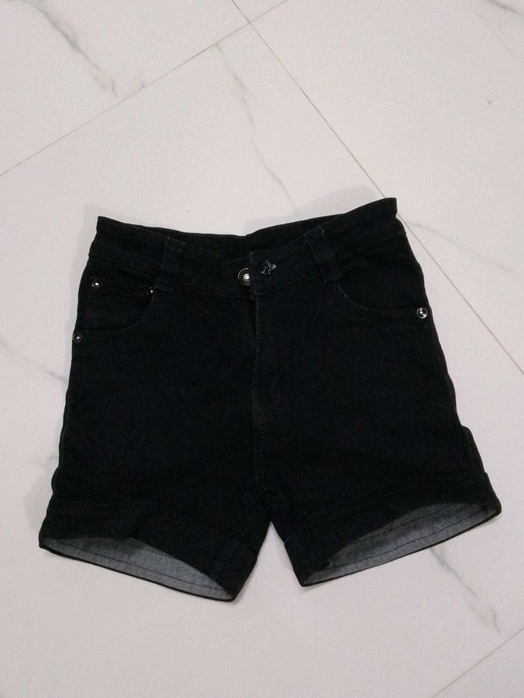BLACK DENIM JEANS HALF PANT