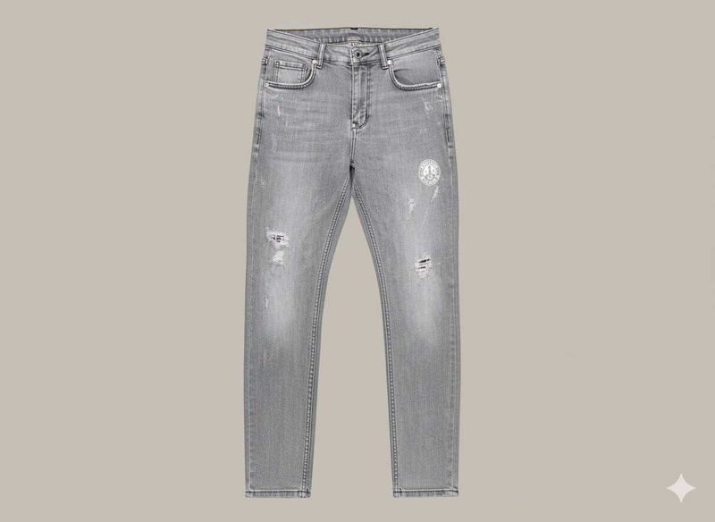 Gray Distressed Denim Jeans