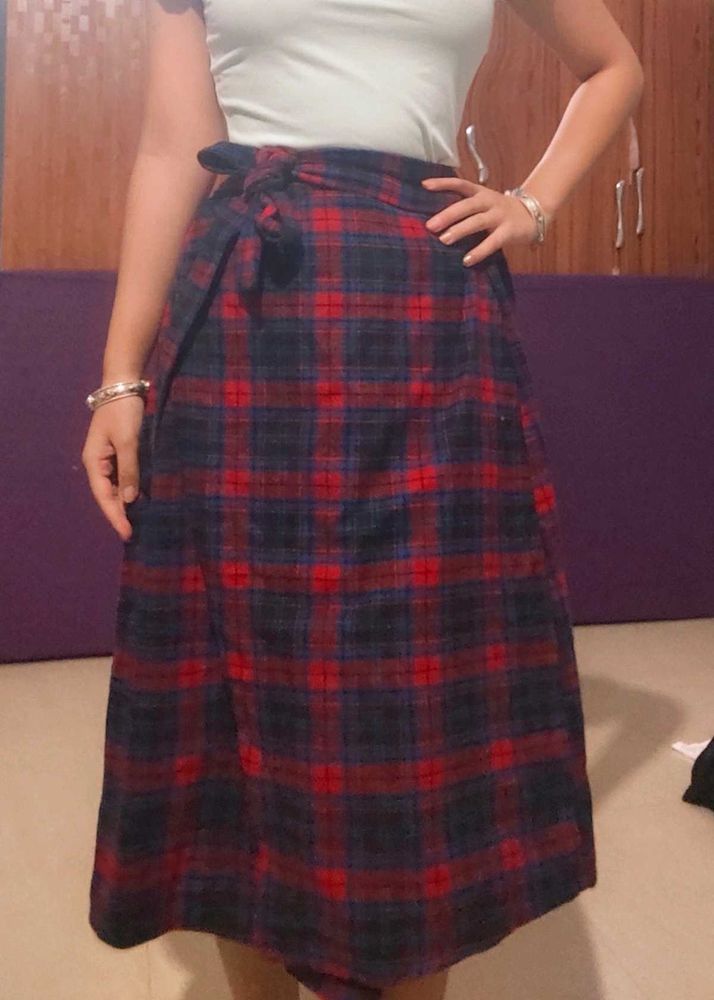 Vintage Plaid Wrap Skirt