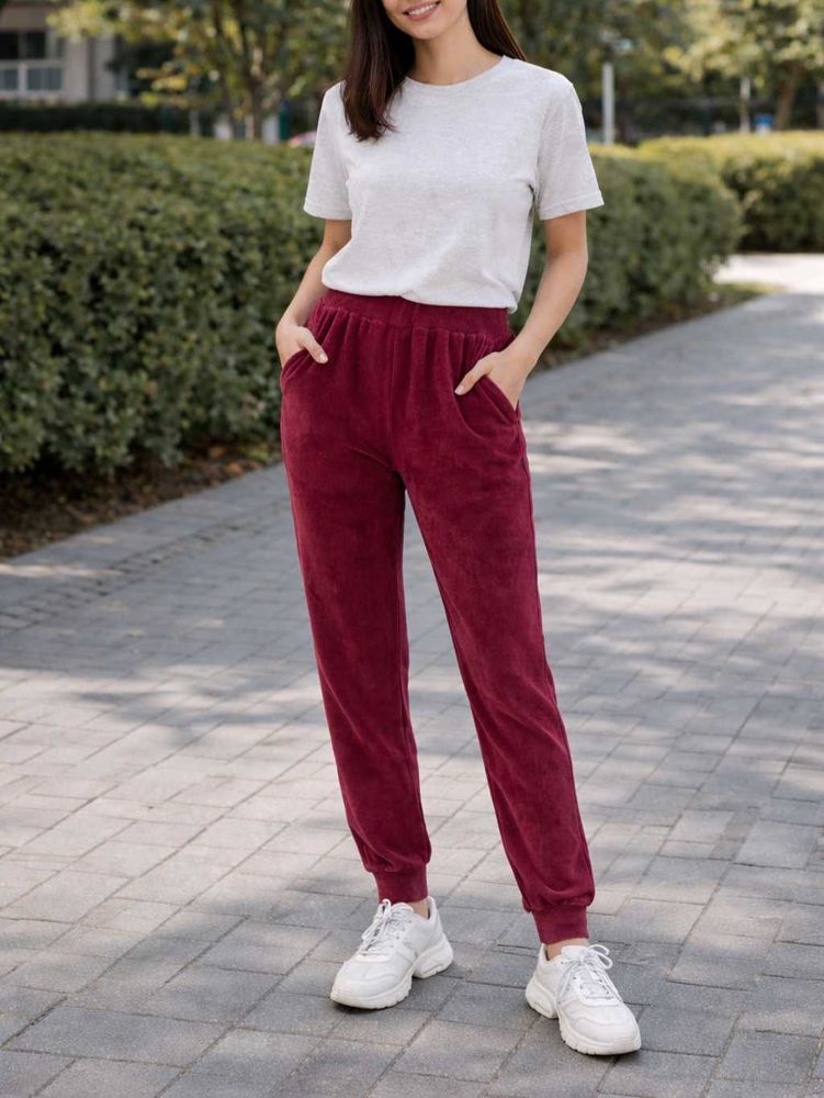 Burgundy Velvet Joggers