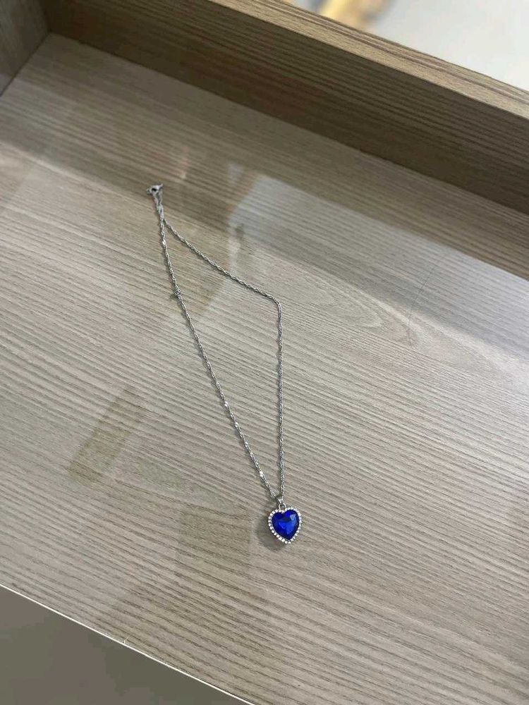 Blue HEART SHAPED Pendant Chain