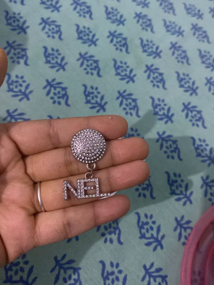 Broach NEL Initial Rhinestone Charm