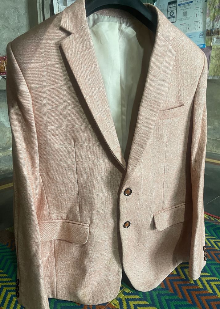 Pink Herringbone Blazer