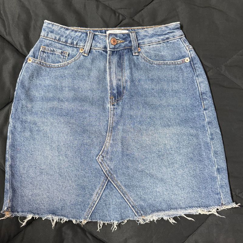Blue denim skirt
