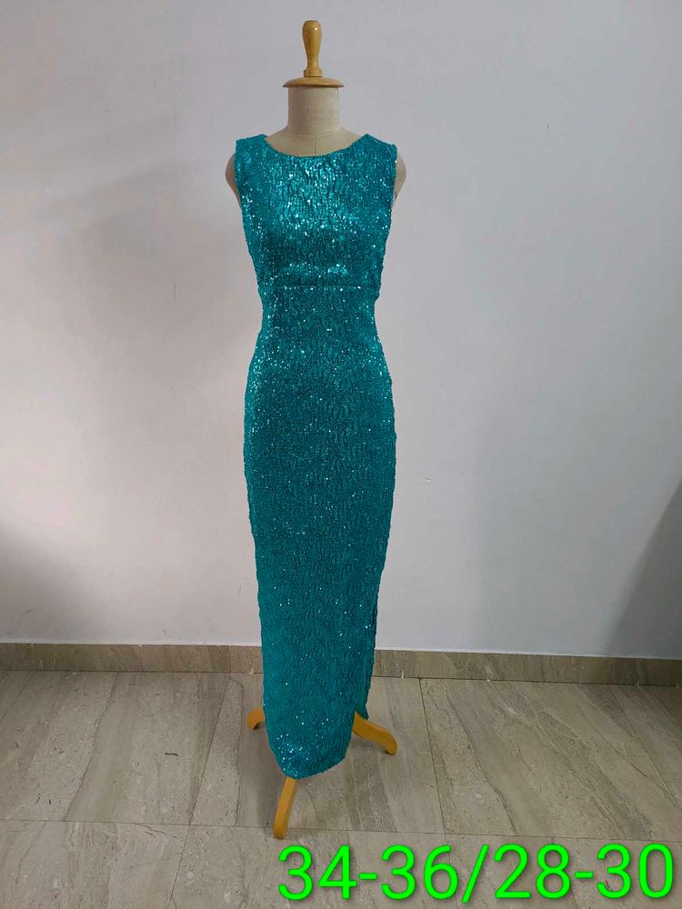 Teal Sequin Gown