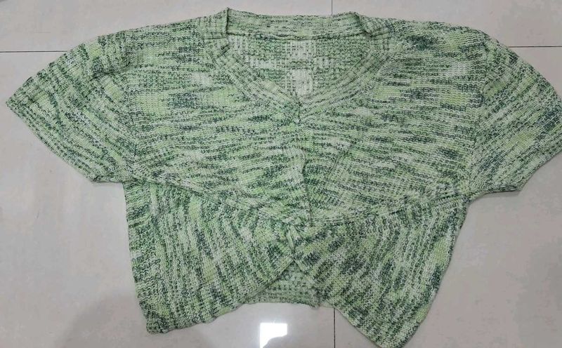 Green Knit Crop Top