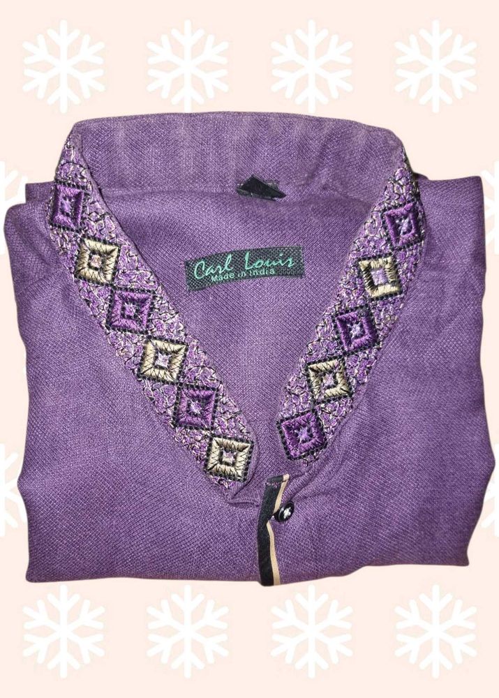 Carl Louis Purple Embroidered Polo