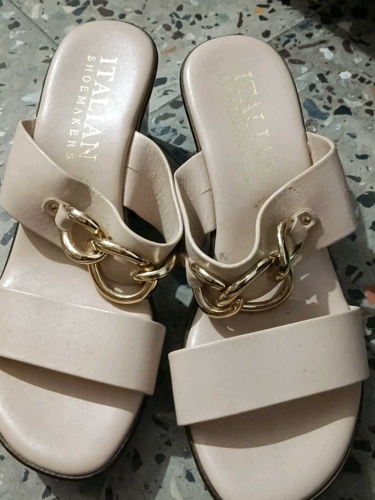 Italian Shoemakers Beige Mules, Italy, Size -5