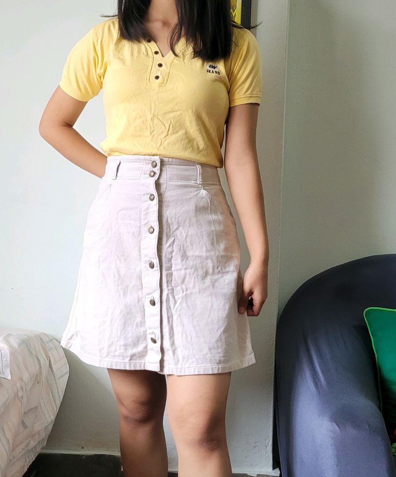 Yellow Soft V Neck Shirt