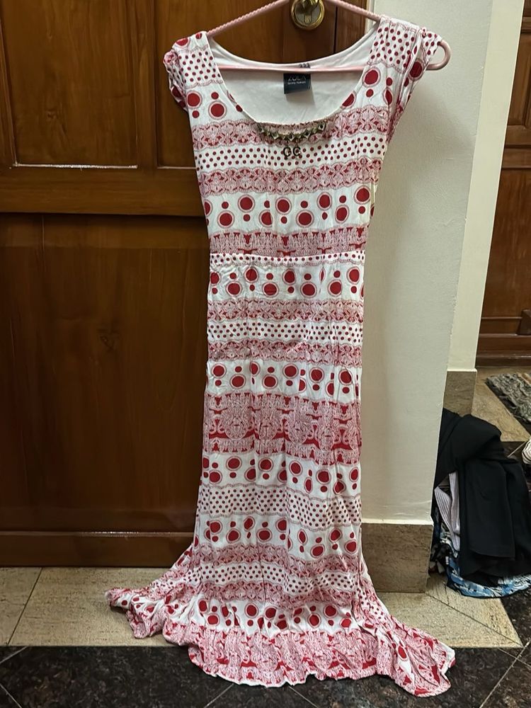Red &amp; White Patterned Dress