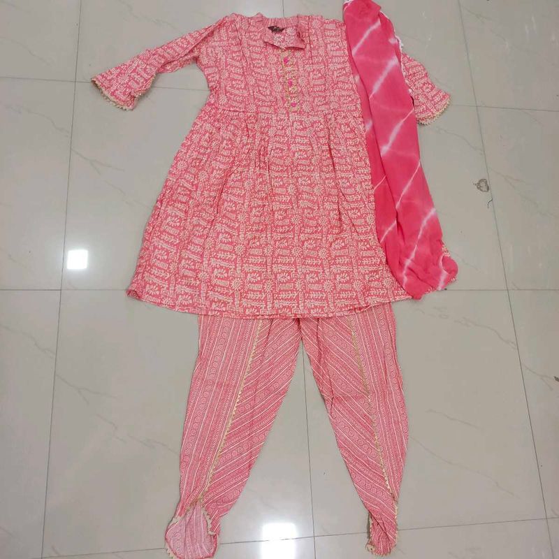 Dhooti Pattern 3pc Dress