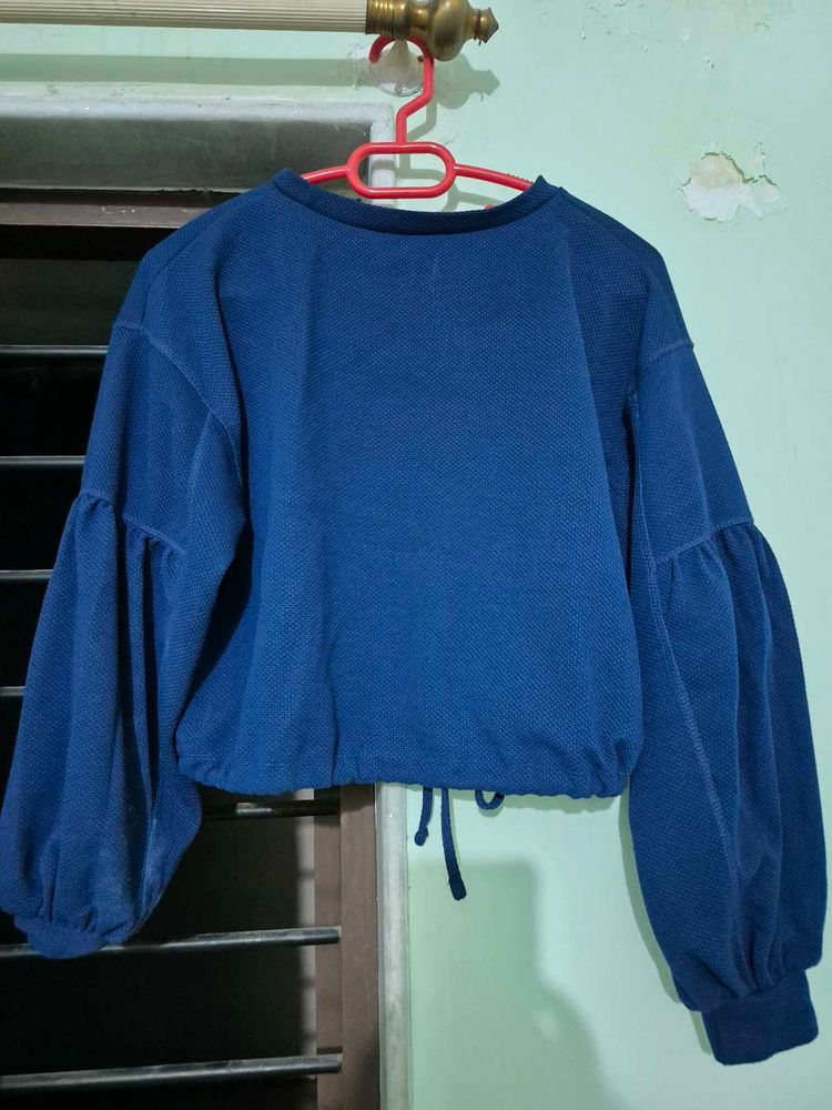 Blue Crop Sweatshirt Top