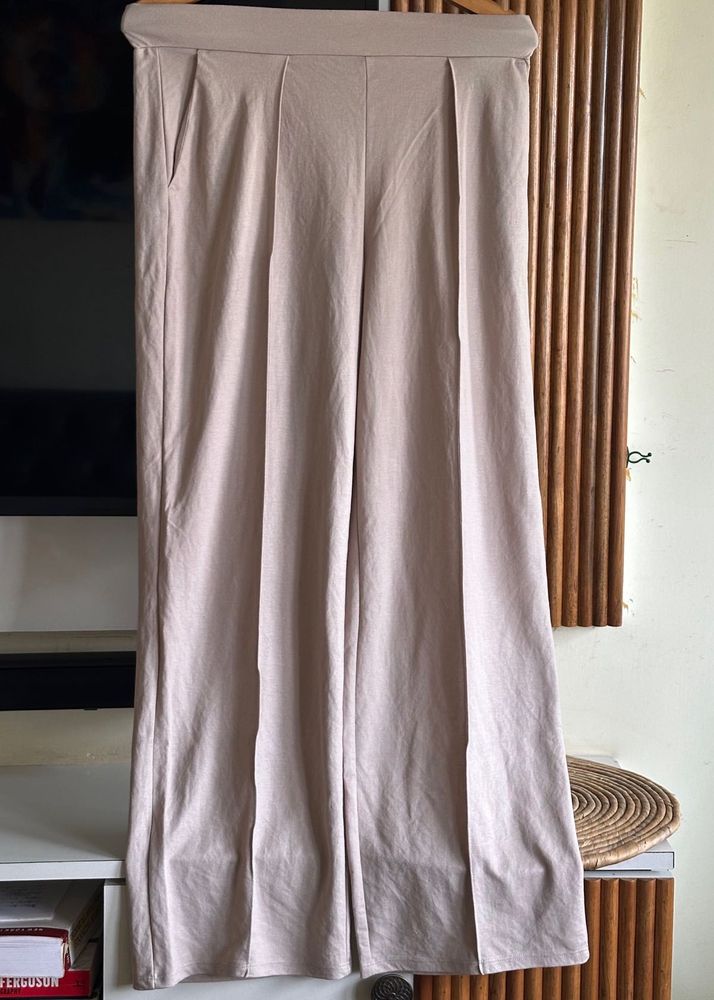 Wide Leg Beige Pants, Size - 28-30
