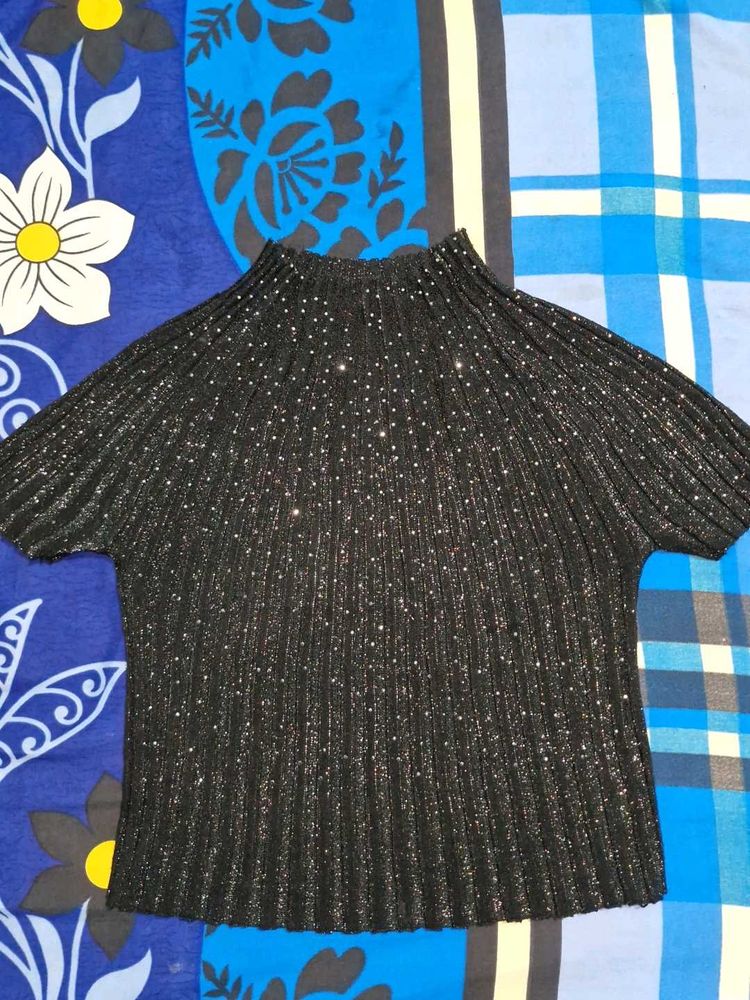 Black Glittery Crop Top
