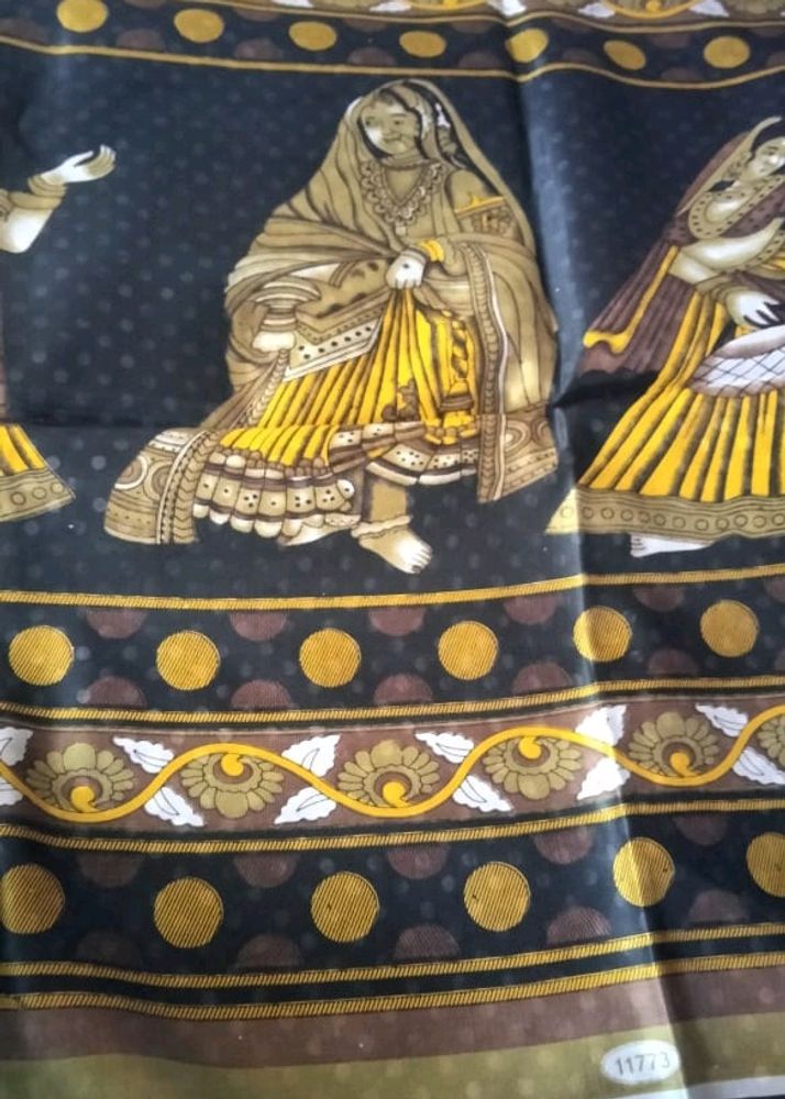 Black Colour Cotton Saree