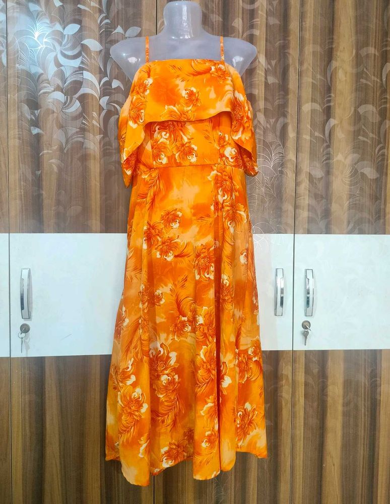 Orange Floral Dress