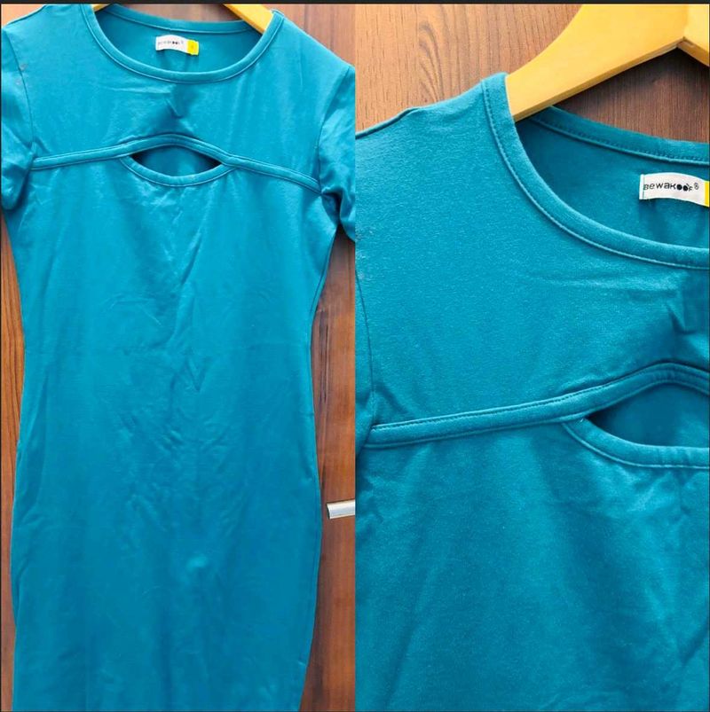 Teal Cutout Bodycon Dress