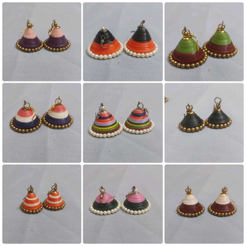 Handmade jhumkas, set of 9