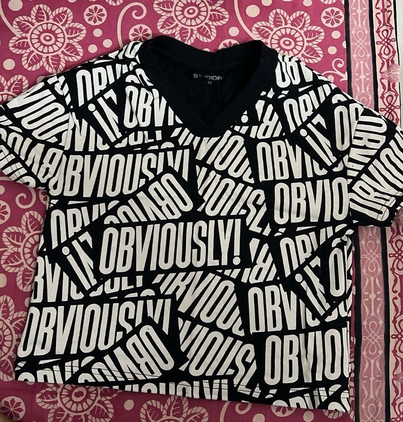 Pristine Black T-Shirt with Text - Unused