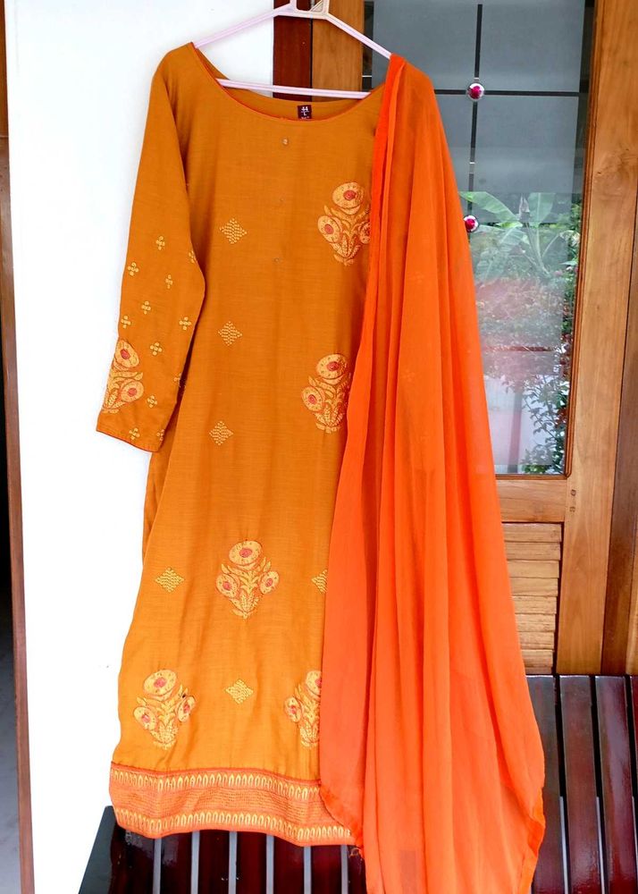Orange Embroidered Salwar Kameez Pant Suit
